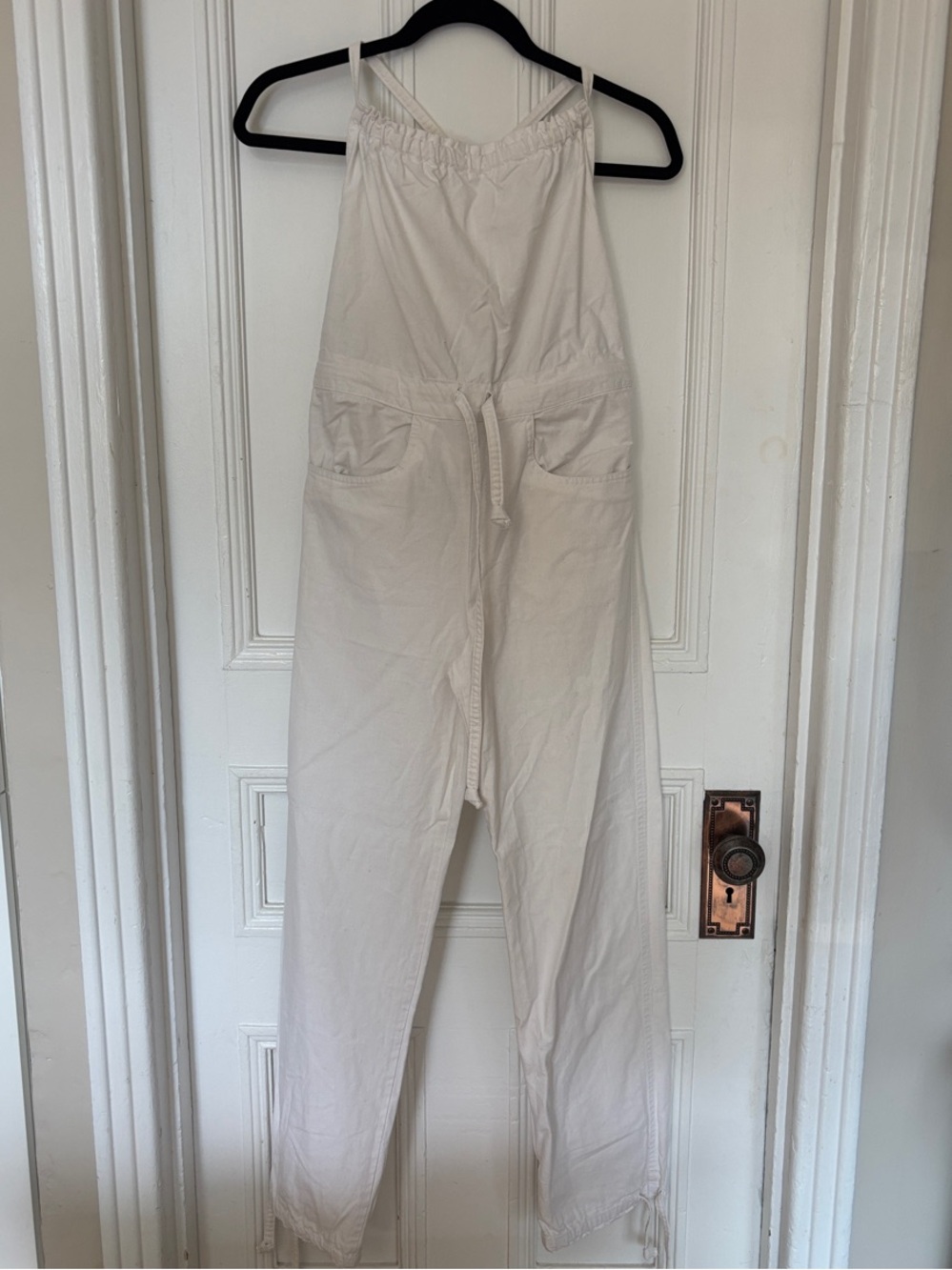 Casual Cream Tie-Waist Jumpsuit